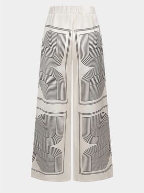 High-Rise Wide Leg Graphic Print Pants — Black on Cream